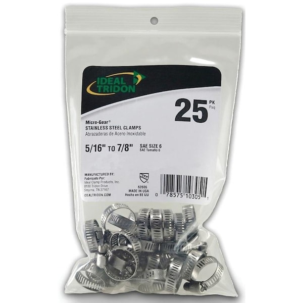 IdealTridon MicroGear 62M Series Worm Gear Hose Clamp, Stainless Steel